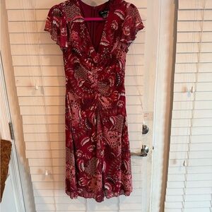 Jessica Howard Burgundy Floral Midi Dress